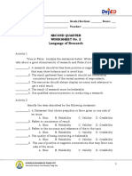 English 10: Second Quarter Worksheet No. 2 Language of Research
