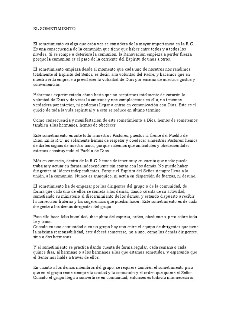 Sometimiento y Comunión en R.C. | PDF | Oración | Alma