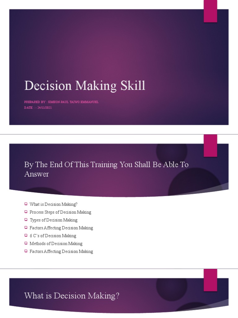 Decision Making Skills PDF Decision Making Applied Psychology