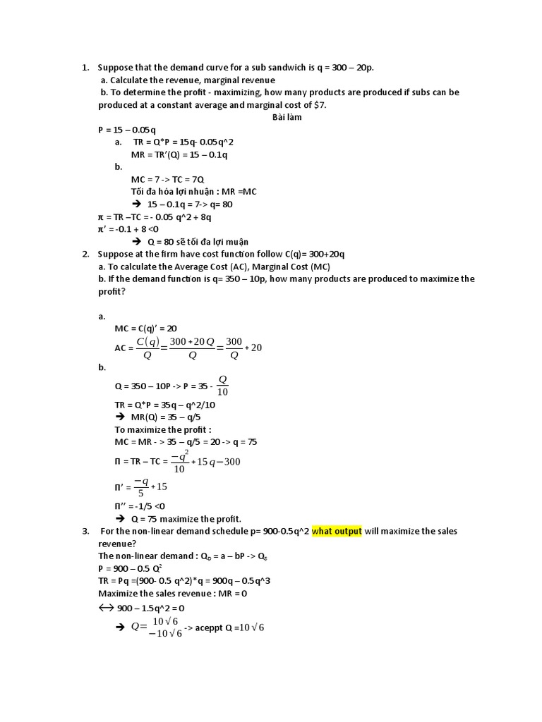Profit Maximization and Cost Analysis | PDF | Marginal Cost | Demand