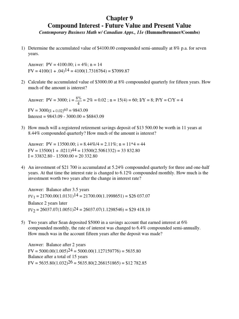 Review - Chapter 9 Questions & Answers | PDF | Present Value | Interest