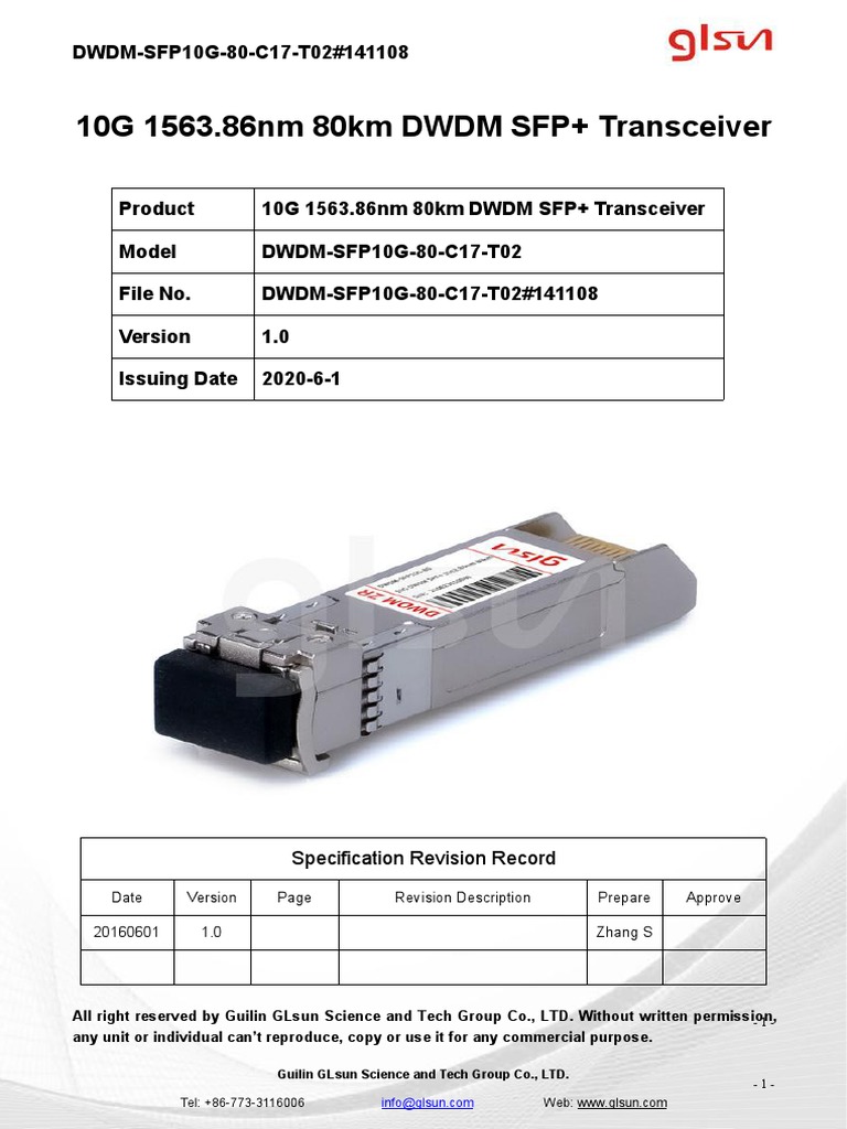 はに DWDM Sfp10g 40km c17 Transceiver Module 141108 | PDF