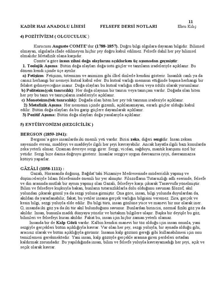 Bilgi Felsefesi 5-12/felsefe 11. Ve 12. Sayfa | PDF