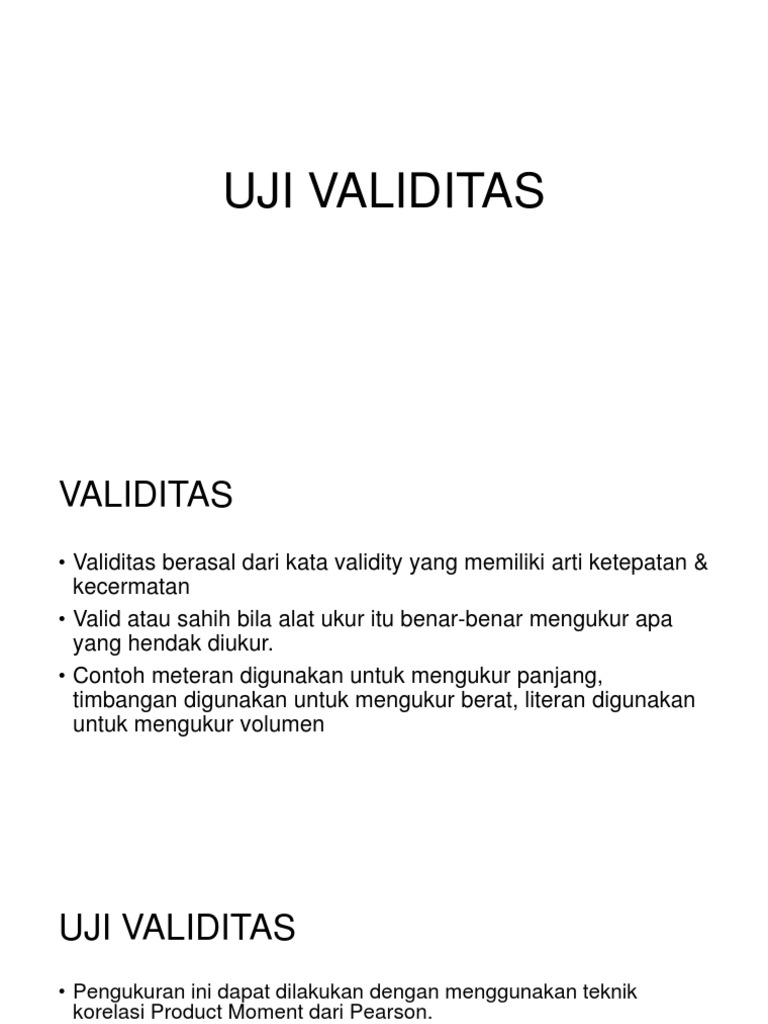 Uji Validitas dengan Korelasi Pearson | PDF