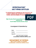 Investigatory Project Work Entitled: Department of Physics