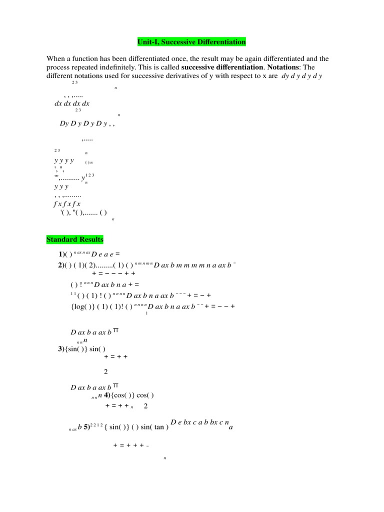 Successive Differentiation Techniques | PDF | Curvature | Geometric Shapes