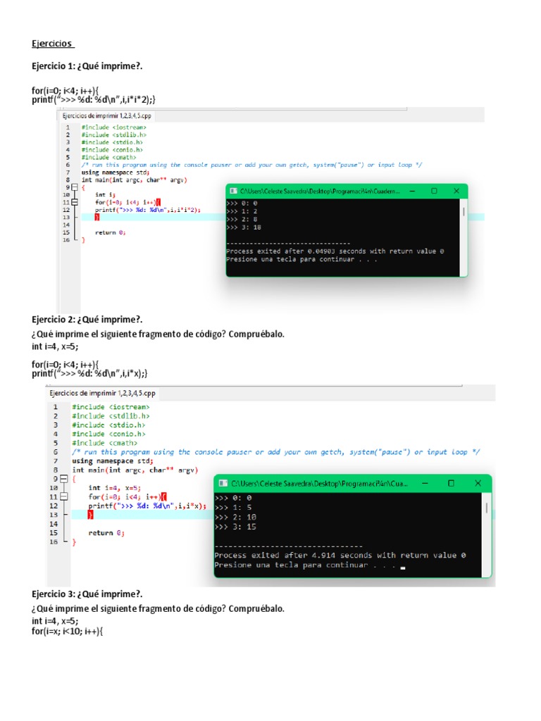 Ejercicios de Programación en C++ | PDF | Flujo de control | Paradigmas ...