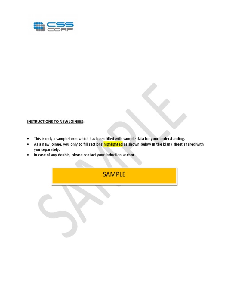 Sample Filled Form 1 for New Joinees | PDF | Government | Justice