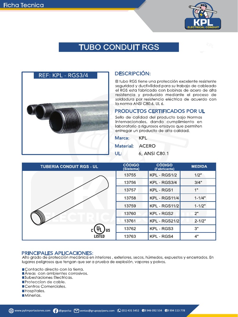 Tubo Conduit Rgs KPL 2020 | PDF
