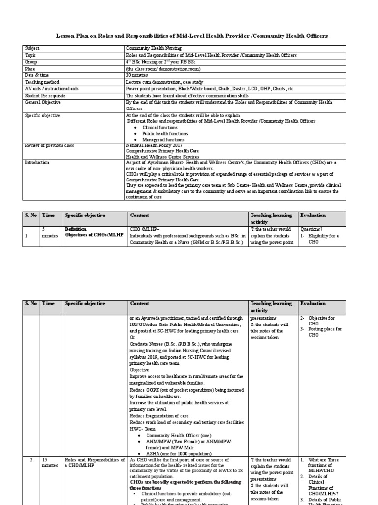 LP Roles and Responsibilities of MLHP PDF Health Care Nursing