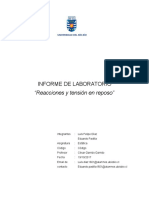 Reacciones y tensión en reposo: Cálculos y conclusiones