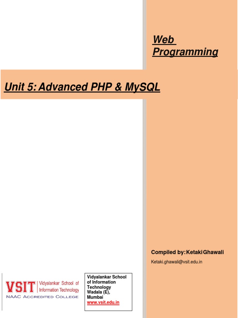 Unit 5: Advanced PHP & Mysql: Web Programming | PDF | Http Cookie ...
