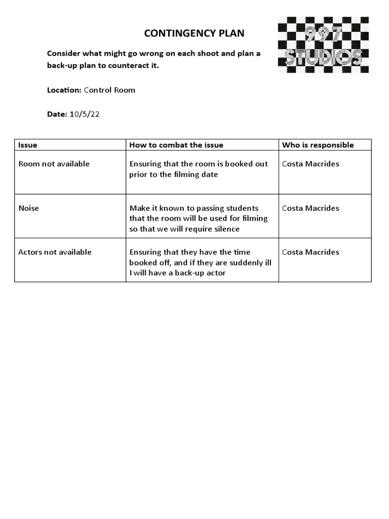 Control Room Contingency 3 1 | PDF