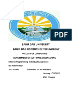 Bahir Dar University Bahir Dar Institute of Technology: Faculity of Computing Department of Software Engineering