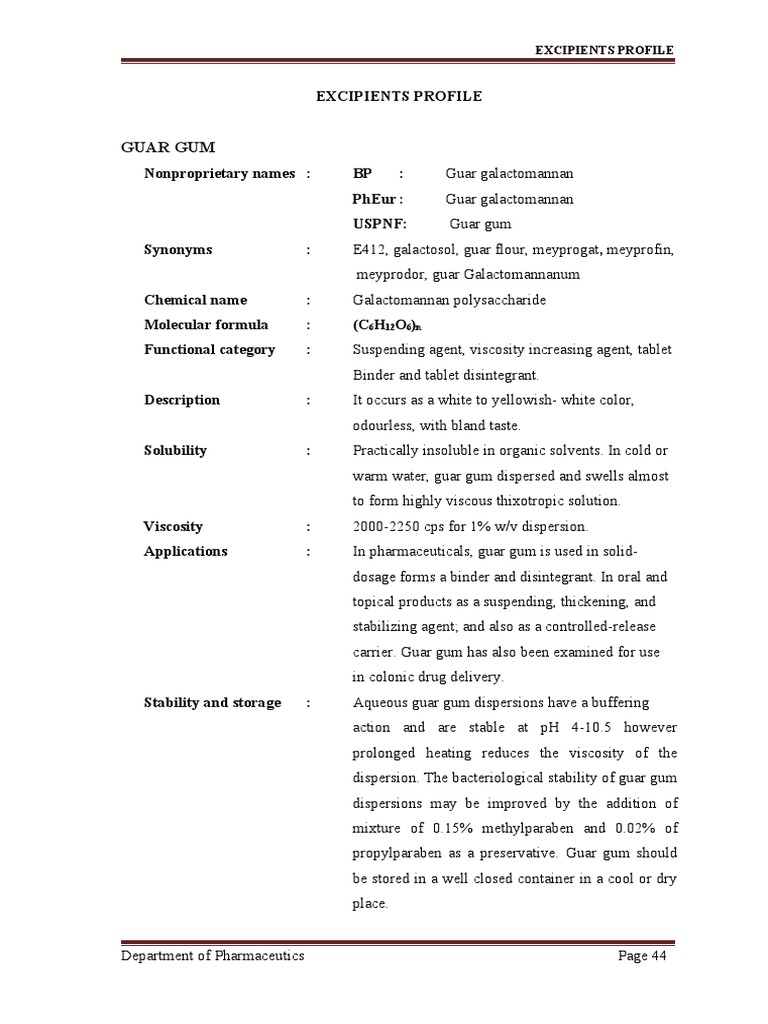 (A) 4 Exceipient Profile | PDF | Tablet (Pharmacy) | Pharmaceutical ...