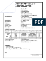 Jasmin Akter: Curriculum Vitae of