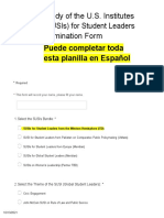 Puede Completar Toda Esta Planilla en Español: Study of The U.S. Institutes (Susis) For Student Leaders Nomination Form