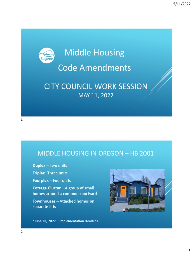 Middle Housing Code Amendments: City Council Work Session | PDF