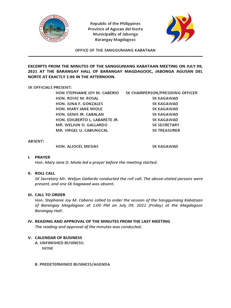 7 sk minutes july done pdf philippines