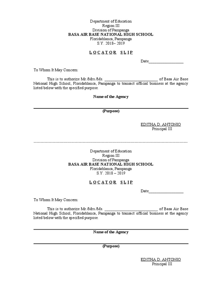 Locator Slip | PDF