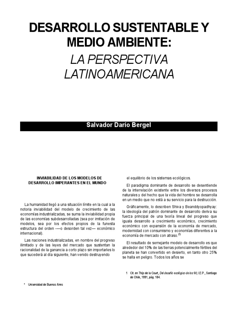 Desarrollo Sustentable y Medio Ambiente La Perspectiva Latinoamericana ...