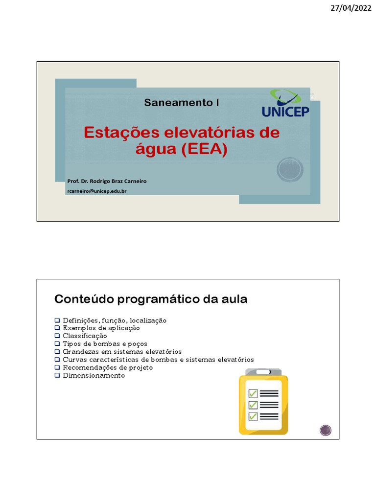 Estacao Elevatoria Agua, PDF, Bomba