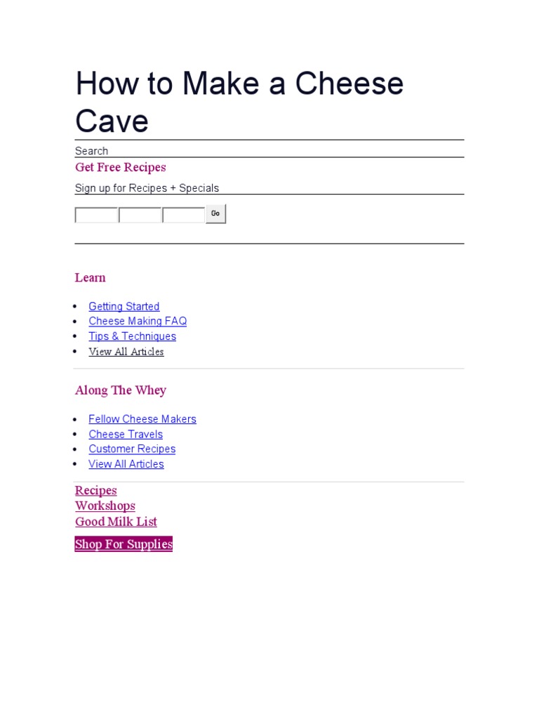 How To Make A Cheese Cave PDF Humidity Cheese