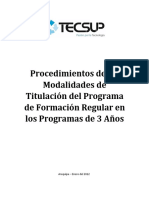 Procedimientos de titulación en programas de 3 años