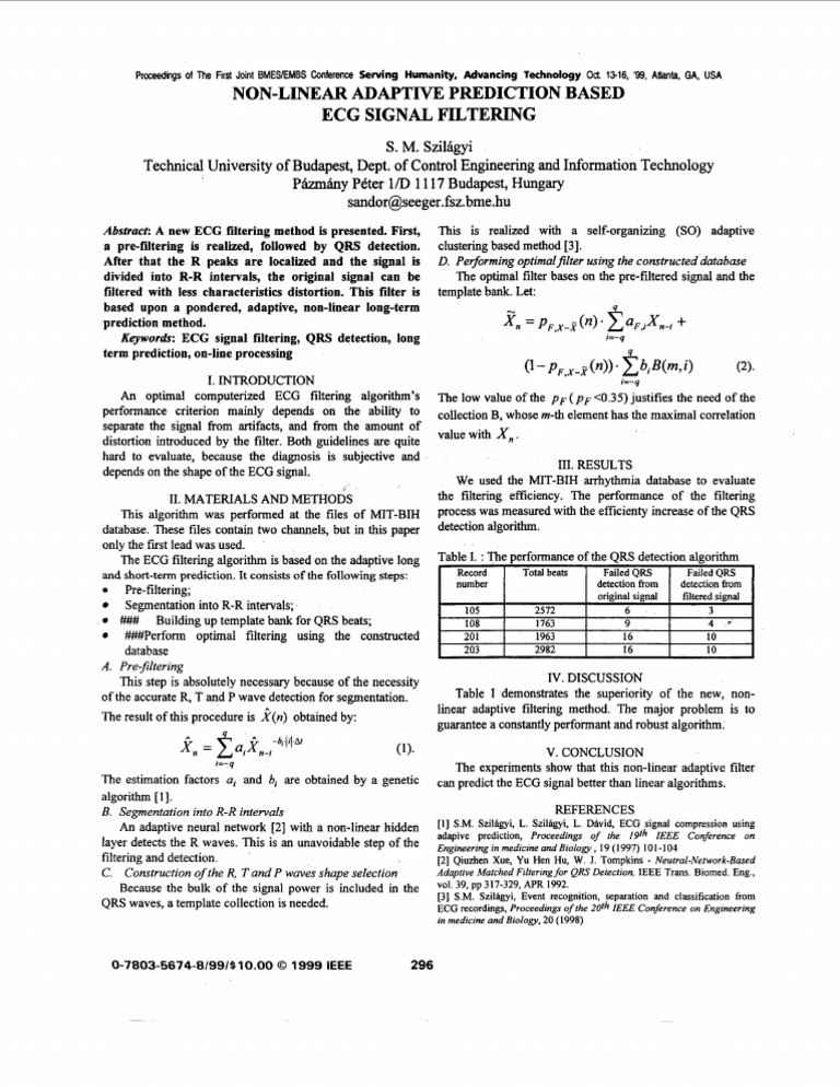 Adaptive Prediction Based ECG Signal Filtering PDF
