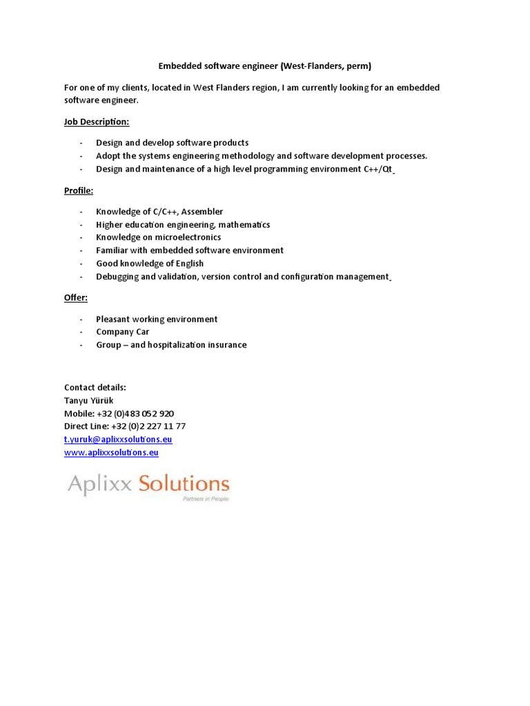 Embedded Software Engineer Opportunity | PDF
