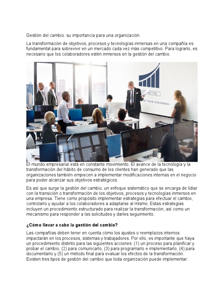 Gestión Del Cambio | PDF | Liderazgo | Business