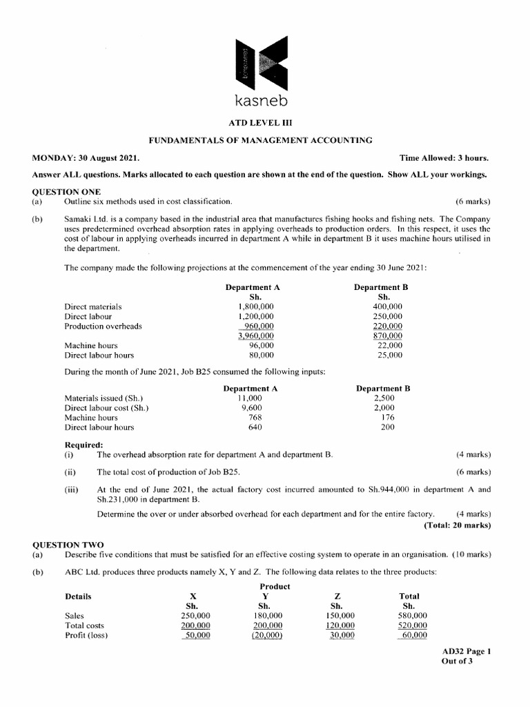Management Accounting Atd | PDF