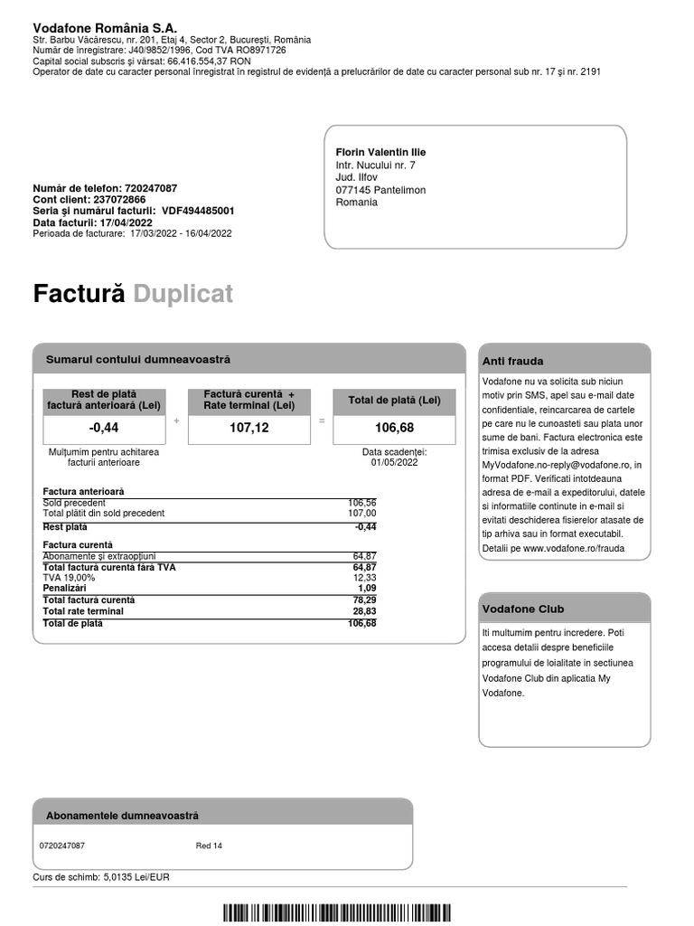 Factura Vodafone | PDF