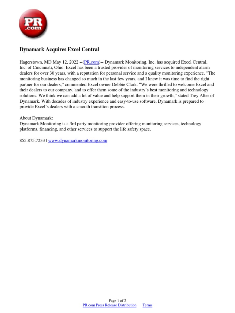 Dynamark Acquires Excel Central | PDF | Information Age | Cyberspace