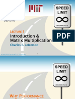 Introduction & Matrix Multiplication: 6.172 Performance Engineering of Software Systems