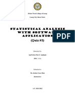 (Quiz #3) : Statistical Analysis With Software Application