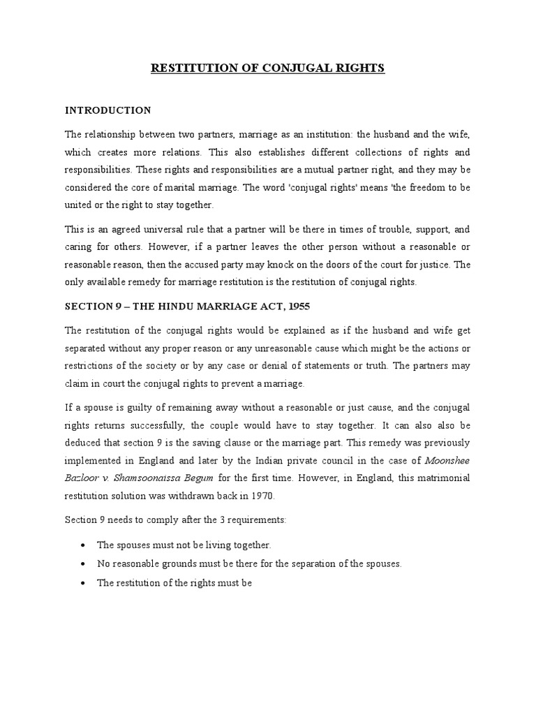 Restitution of Conjugal Rights | PDF | Marriage | Government