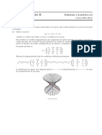 Álgebra Lineal II - Soluciones a la práctica 4.2 sobre clasificación de cuádricas