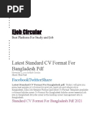 Ejob Circular: Latest Standard CV Format For Bangladesh PDF