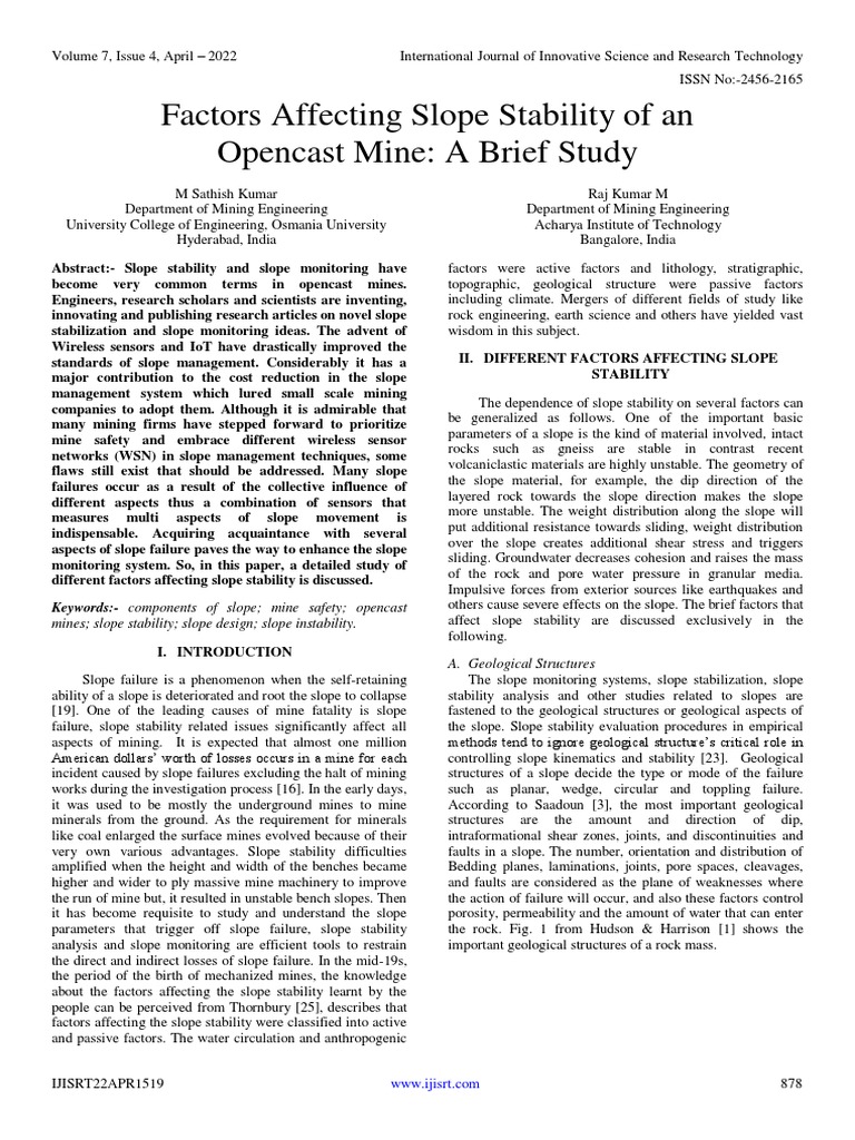 Factors Influencing Slope Stability | PDF | Rock (Geology) | Friction