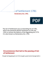 Act of Settlement 1781 defined jurisdiction of Supreme Court