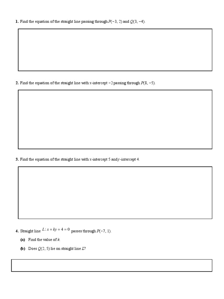 Straight Line Equations Guide | PDF | Line (Geometry) | Elementary Geometry
