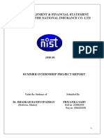 Claim Settlement & Financial Statement Analysis of The National Insurance Co. LTD
