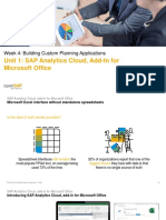 Unit 1: SAP Analytics Cloud, Add-In For Microsoft Office: Week 4: Building Custom Planning Applications