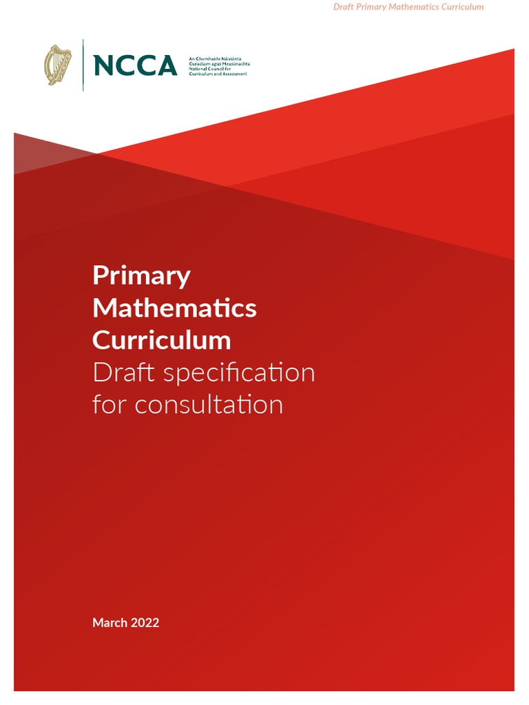 Draft Primary Mathematics Curriculum 2022 | PDF | Thought | Curriculum