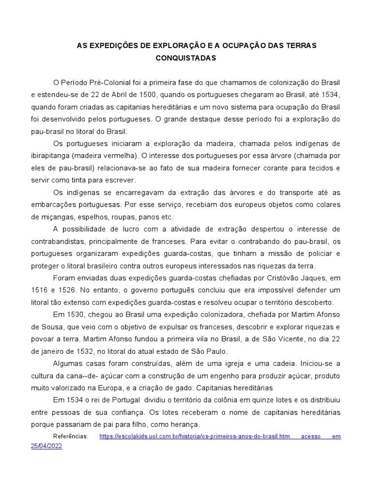 Exploração e Ocupação do Brasil Colonial | PDF | Turismo