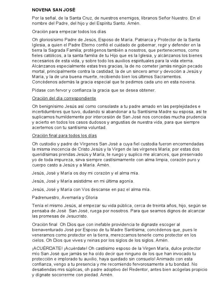 Novena A San Jose | PDF | María, madre de Jesús | Oración