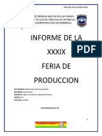 Informe de Xxxix Feria de Produccion - Marzana Jancko Maria Rene