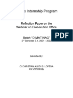 Online Internship Program: Reflection Paper On The Webinar On Prosecution Office Batch "DIMATINAG"