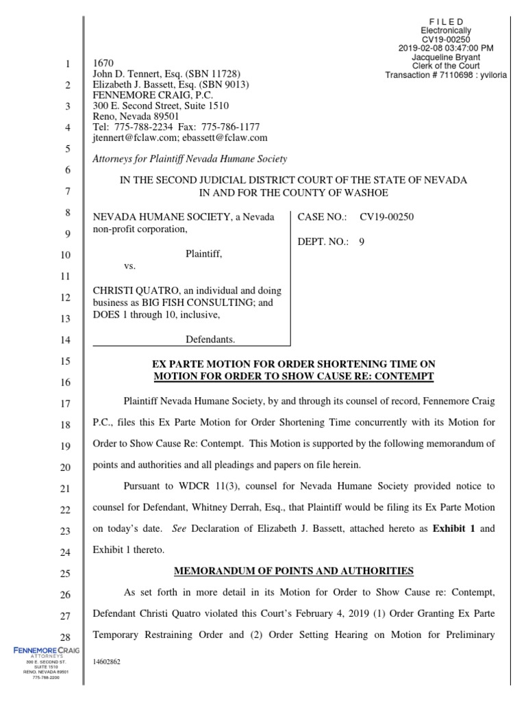 Quatro order shortening time pdf injunction government